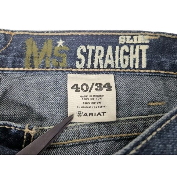 Ariat M5 Slim Straight Jeans Men's 41x34 Blue Denim - Picture 15 of 16